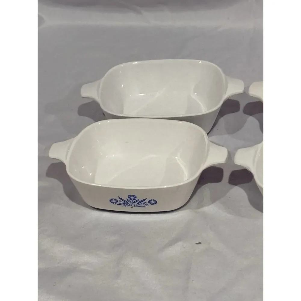 Set of 4 Corning Ware Cornflower Blue Individual Casserole Baking Dishes 5½”